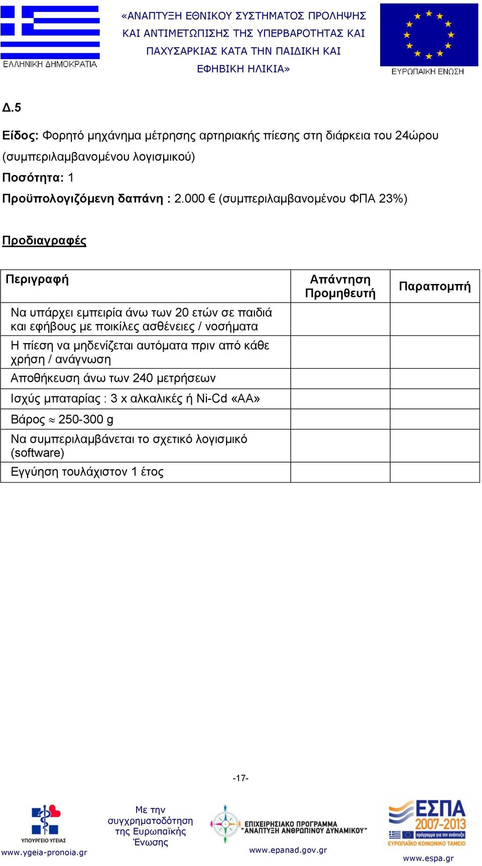 000 (συμπεριλαμβανομένου ΦΠΑ 23%) Να υπάρχει εμπειρία άνω των 20 ετών σε παιδιά και εφήβους με ποικίλες ασθένειες / νοσήματα Η