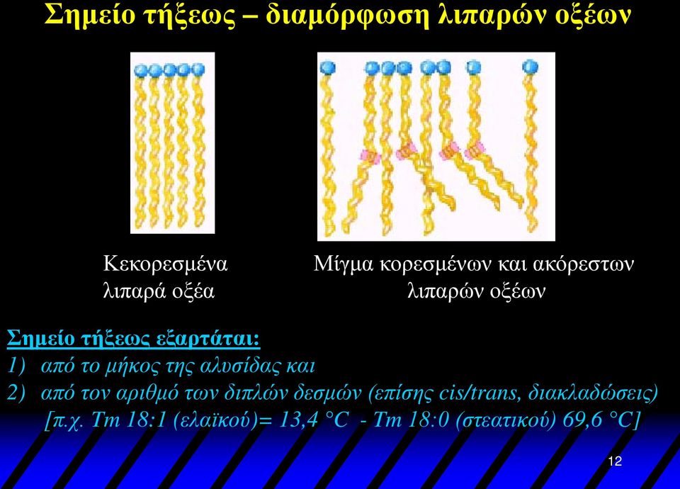 μήκος της αλυσίδας και 2) από τον αριθμό των διπλών δεσμών (επίσης