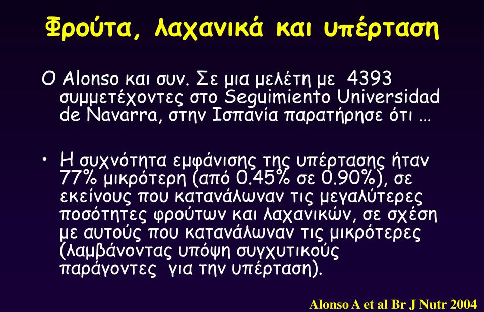 συχνότητα εμφάνισης της υπέρτασης ήταν 77% μικρότερη (από 0.45% σε 0.