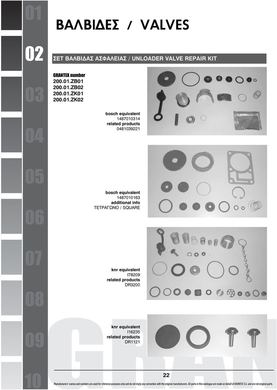 ZB01 ZB02 ZK01 ZK02 bosch equivalent 1487010314 0481039221 bosch