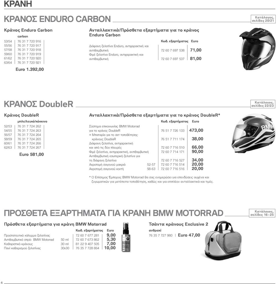 εξαρτήματος Euro Διάφανη ζελατίνα Enduro, αντιχαρακτική και αντιθαμβωτική 72 60 7 697 538 71,00 Φιμέ ζελατίνα Enduro, αντιχαρακτική και αντιθαμβωτική 72 60 7 697 537 81,00 ΚΡΑΝΟΣ DoubleR σελίδες