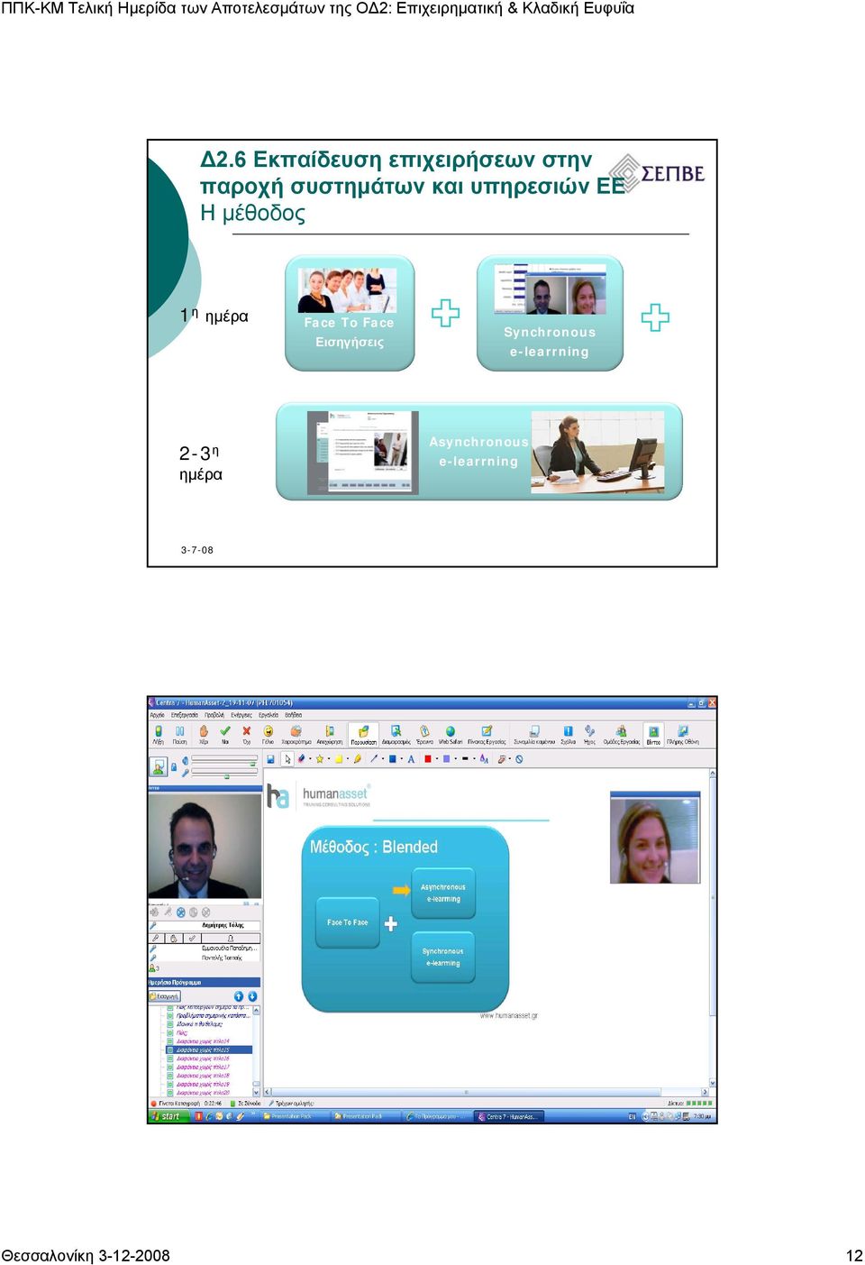 Face To Face Εισηγήσεις Synchronous e-learrning