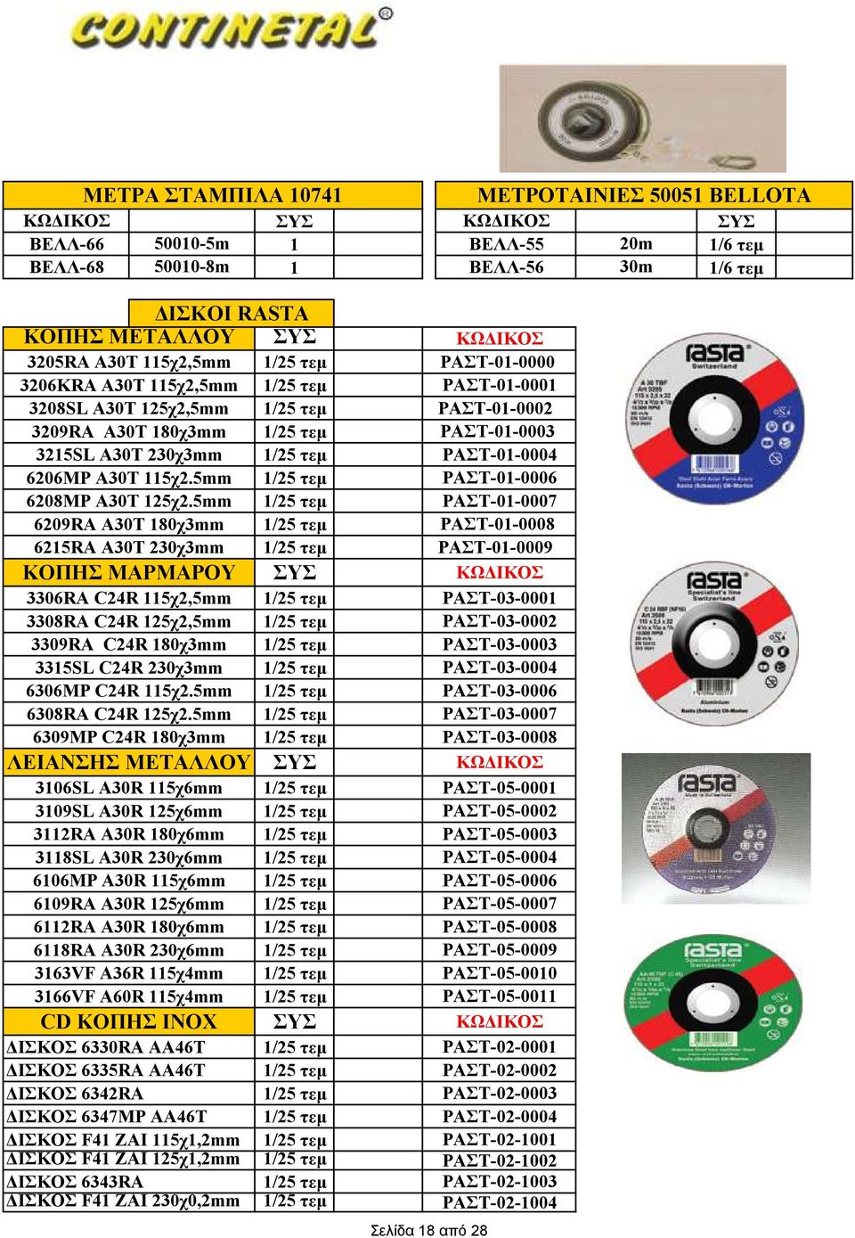 5mm 6209RA Α30Τ 180χ3mm 6215RA Α30Τ 230χ3mm ΚΟΠΗΣ ΜΑΡΜΑΡΟΥ 3306RA C24R 115χ2,5mm 3308RA C24R 125χ2,5mm 3309RA C24R 180χ3mm 3315SL C24R 230χ3mm 6306MP C24R 115χ2.5mm 6308RA C24R 125χ2.