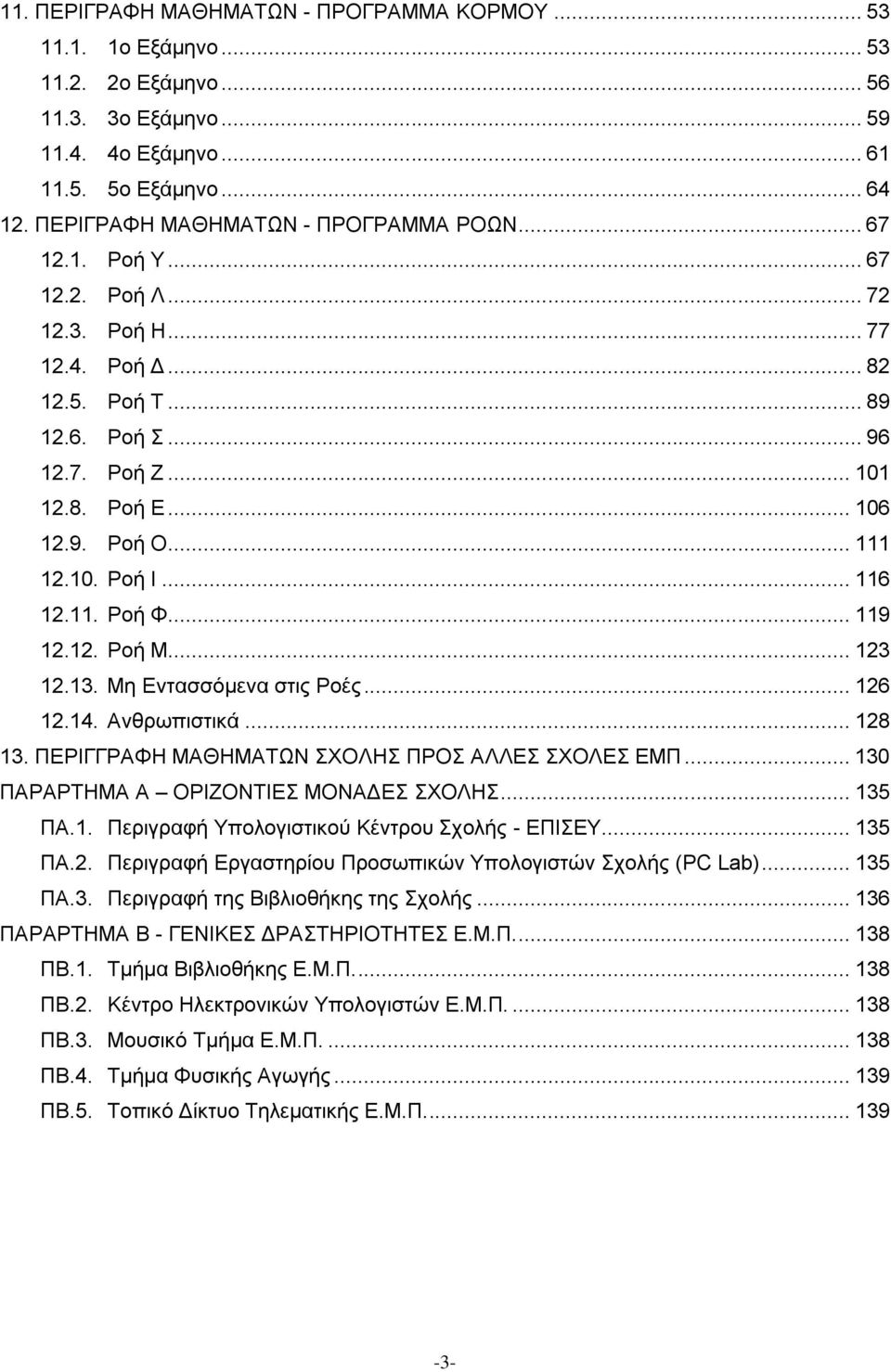 .. 111 12.10. Ροή Ι... 116 12.11. Ροή Φ... 119 12.12. Ροή Μ... 123 12.13. Μη Εντασσόμενα στις Ροές... 126 12.14. Ανθρωπιστικά... 128 13. ΠΕΡΙΓΓΡΑΦΗ ΜΑΘΗΜΑΤΩΝ ΣΧΟΛΗΣ ΠΡΟΣ ΑΛΛΕΣ ΣΧΟΛΕΣ ΕΜΠ.