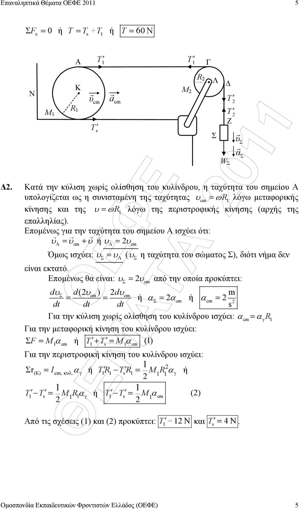 επαλληλίας). Εποµένως για την ταχύτητα το σηµείο ισχύει ότι: A= cm+ A= cm Όµως ισχύει: = ( η ταχύτητα το σώµατος ), διότι νµα δεν είναι εκτατό.