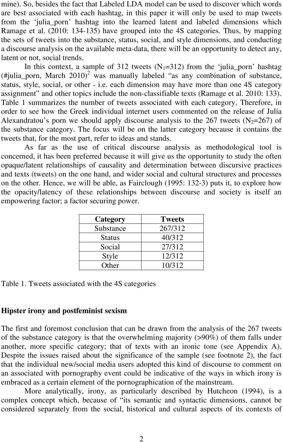 into the learned latent and labeled dimensions which Ramage et al. (2010: 134-135) have grouped into the 4S categories.