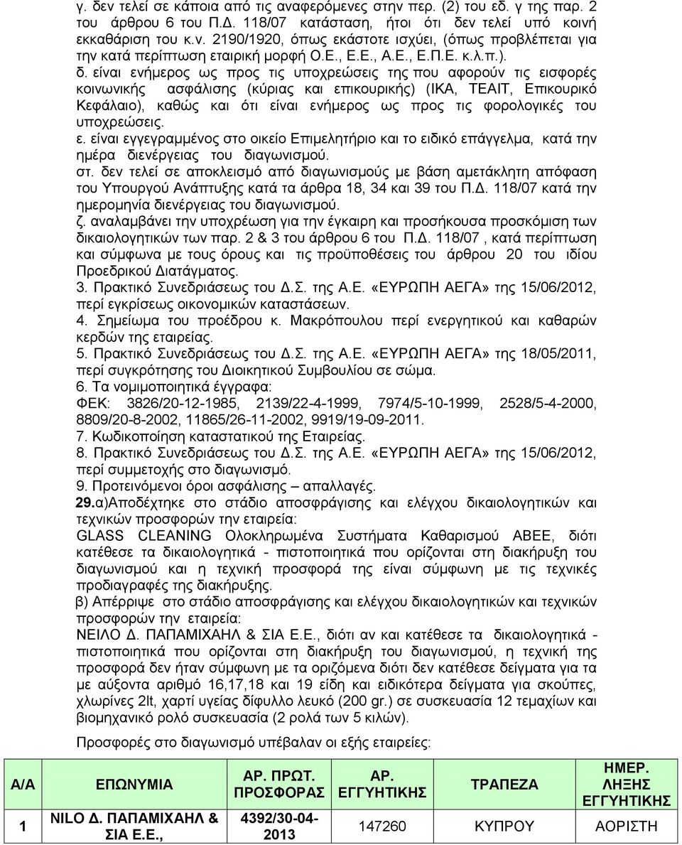 είναι ενήμερος ως προς τις υποχρεώσεις της που αφορούν τις εισφορές κοινωνικής ασφάλισης (κύριας και επικουρικής) (ΙΚΑ, ΤΕΑΙΤ, Επικουρικό Κεφάλαιο), καθώς και ότι είναι ενήμερος ως προς τις