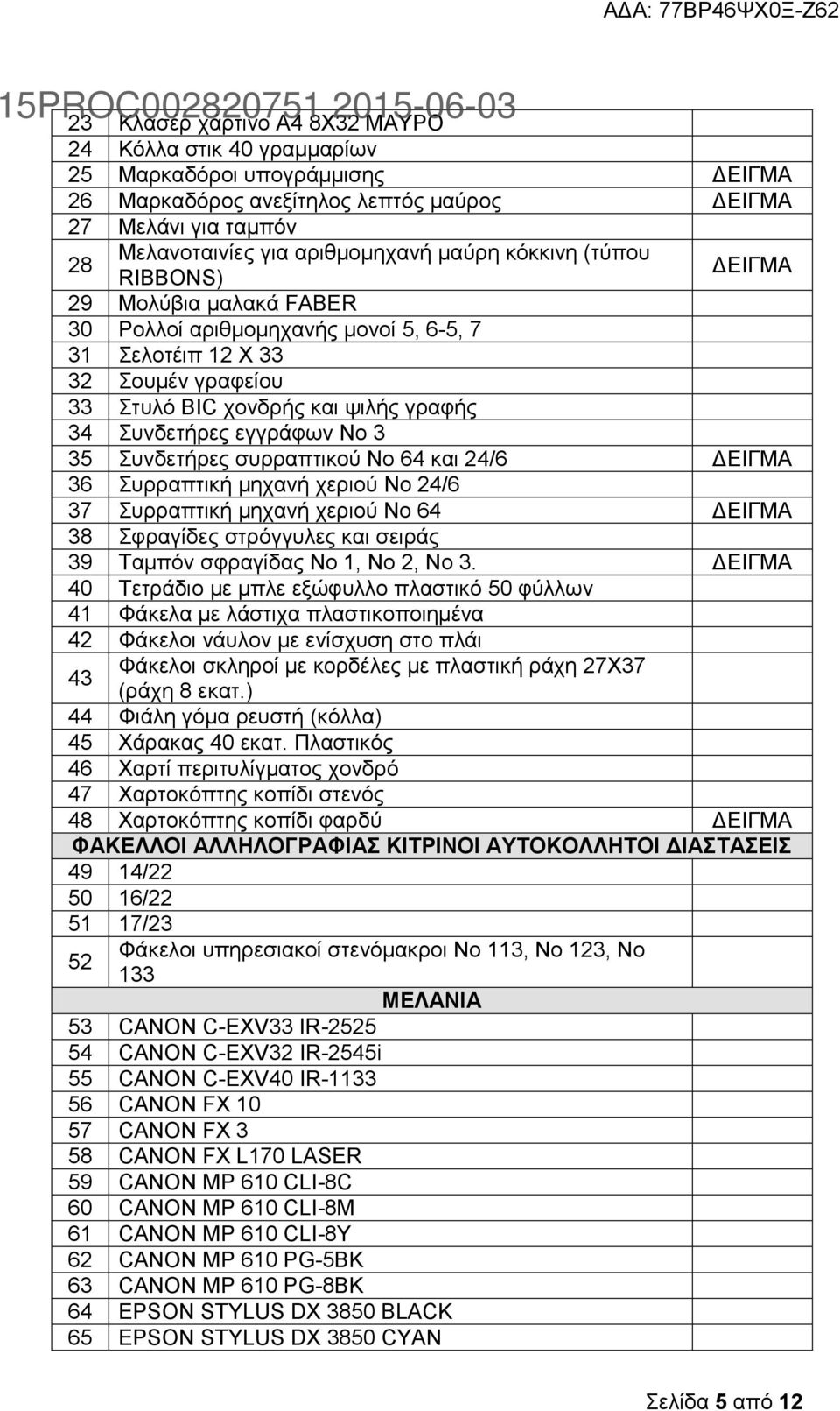 3 35 πλδεηήξεο ζπξξαπηηθνχ Νν 64 θαη 24/6 ΓΔΙΓΜΑ 36 πξξαπηηθή κεραλή ρεξηνχ Νν 24/6 37 πξξαπηηθή κεραλή ρεξηνχ Νν 64 ΓΔΙΓΜΑ 38 θξαγίδεο ζηξφγγπιεο θαη ζεηξάο 39 Σακπφλ ζθξαγίδαο Νν 1, Νν 2, Νν 3.