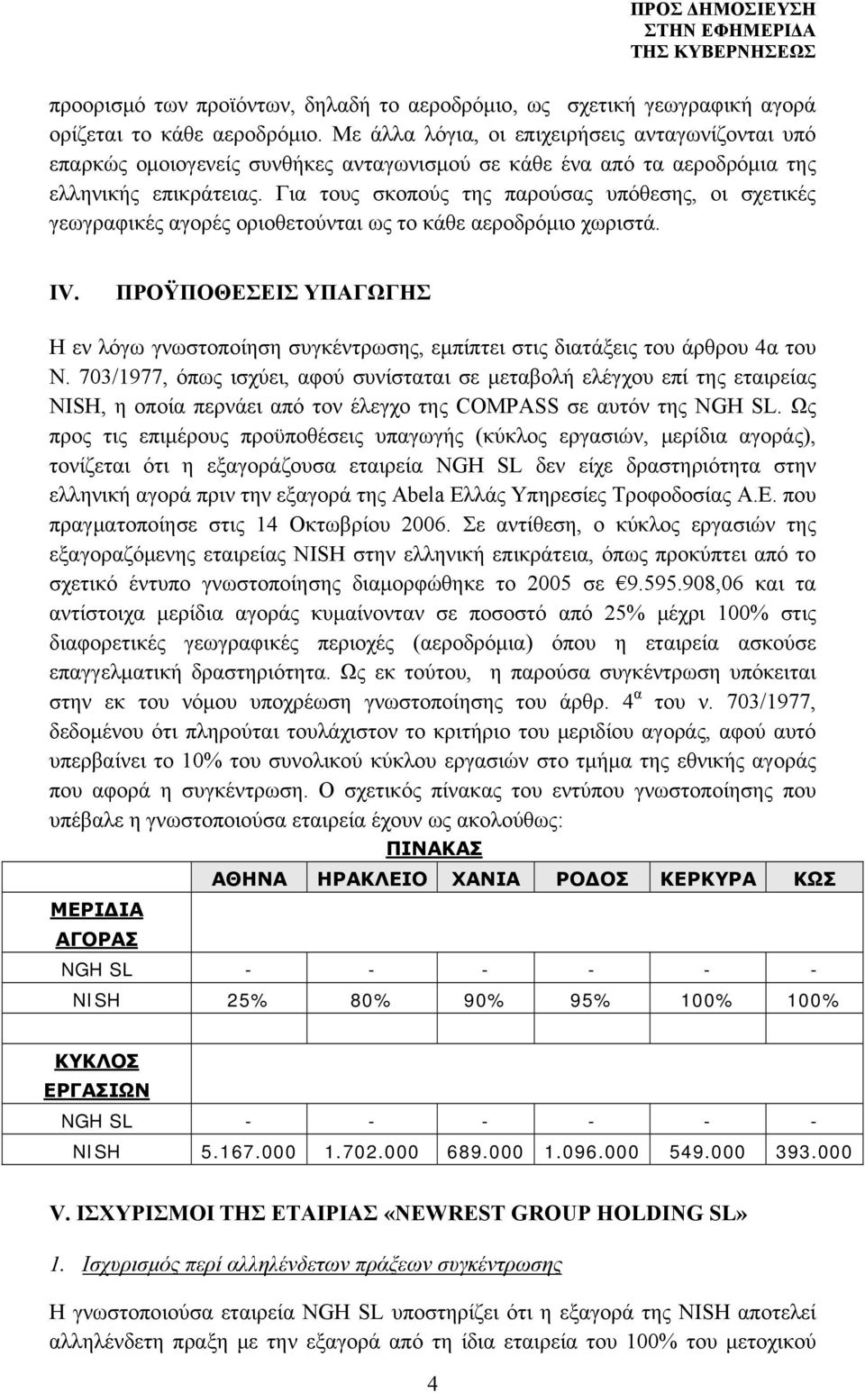 Για τους σκοπούς της παρούσας υπόθεσης, οι σχετικές γεωγραφικές αγορές οριοθετούνται ως το κάθε αεροδρόμιο χωριστά. IV.