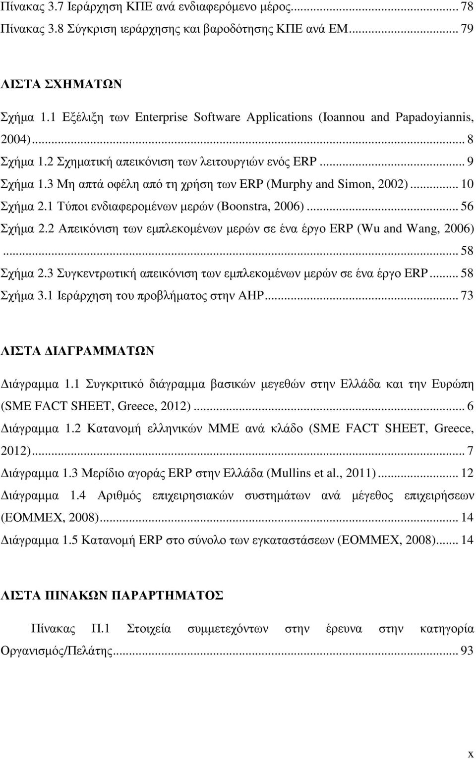 3 Μη απτά οφέλη από τη χρήση των ERP (Murphy and Simon, 2002)... 10 Σχήµα 2.1 Τύποι ενδιαφεροµένων µερών (Boonstra, 2006)... 56 Σχήµα 2.