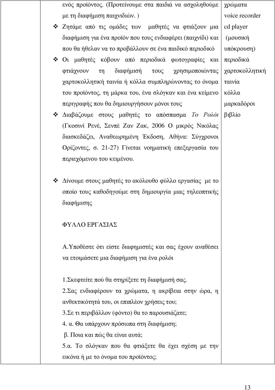 φωτογραφίες και φτιάχνουν τη διαφήµισή τους χρησιµοποιώντας χαρτοκολλητική ταινία ή κόλλα συµπληρώνοντας το όνοµα του προϊόντος, τη µάρκα του, ένα σλόγκαν και ένα κείµενο περιγραφής που θα