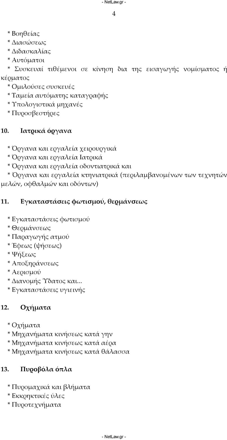 Ιατρικά όργανα * Όργανα και εργαλεία χειρουργικά * Όργανα και εργαλεία Ιατρικά * Όργανα και εργαλεία οδοντιατρικά και * Όργανα και εργαλεία κτηνιατρικά (περιλαμβανομένων των τεχνητών μελών, οφθαλμών