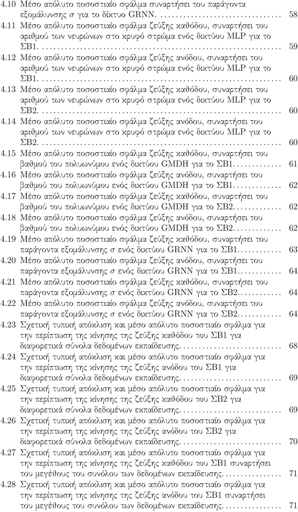 12 Μέσο απόλυτο ποσοστιαίο σφάλμα ζεύξης ανόδου, συναρτήσει του αριθμού των νευρώνων στο κρυφό στρώμα ενός δικτύου MLP για το ΣΒ1... 60 4.