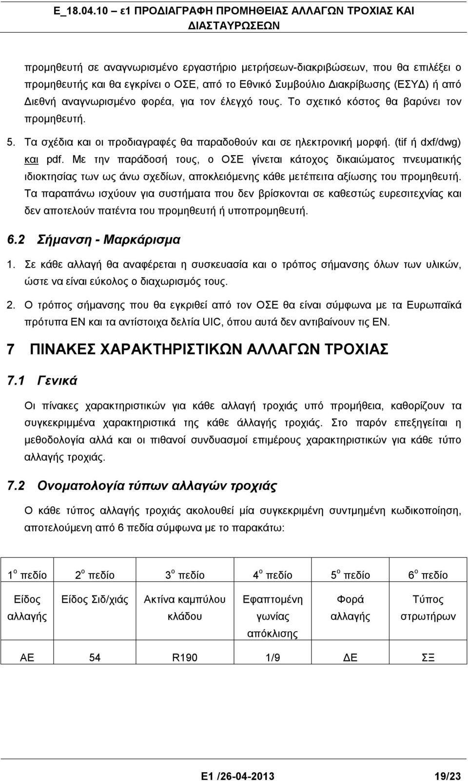 Με την παράδοσή τους, ο ΟΣΕ γίνεται κάτοχος δικαιώματος πνευματικής ιδιοκτησίας των ως άνω σχεδίων, αποκλειόμενης κάθε μετέπειτα αξίωσης του προμηθευτή.