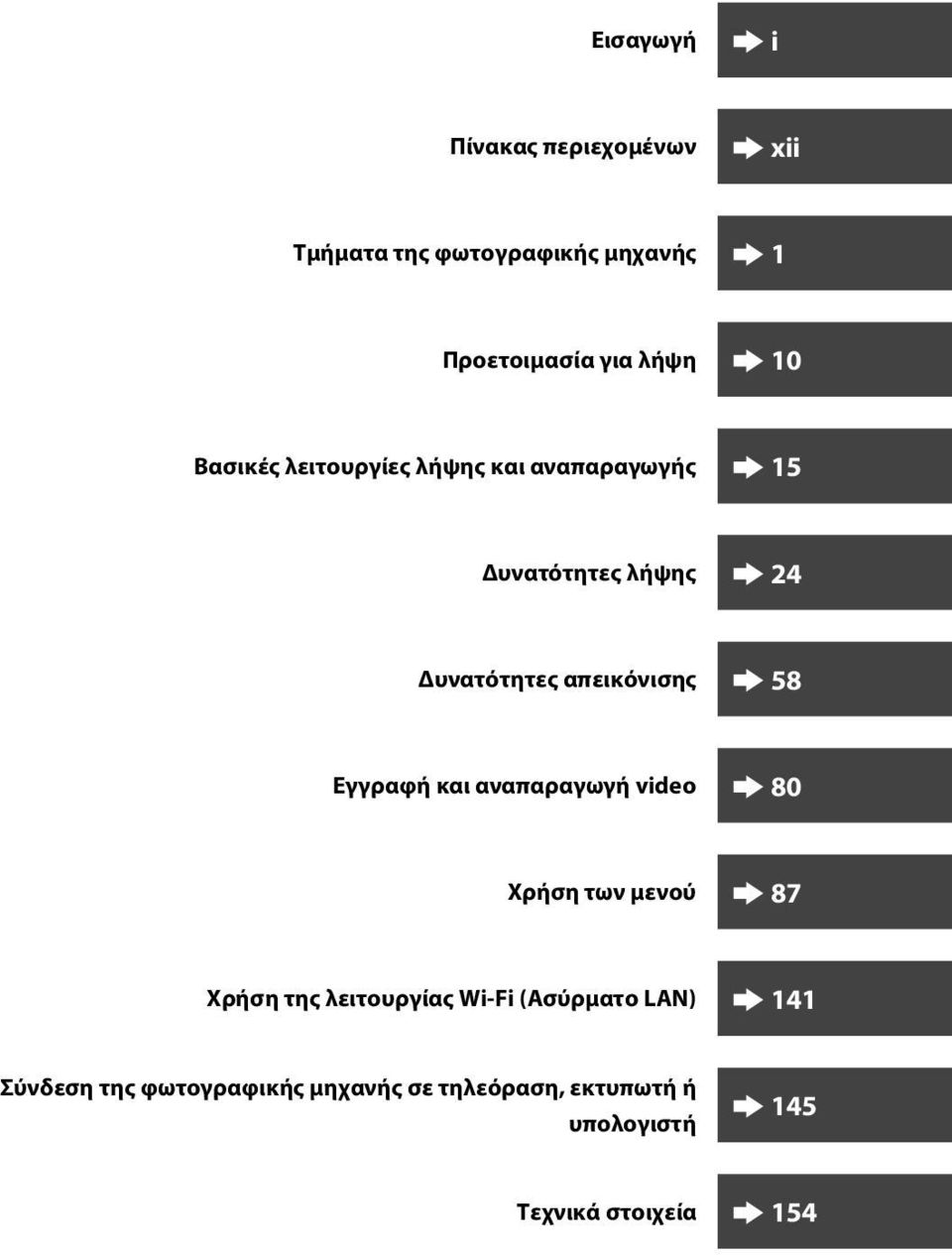 Εγγραφή και αναπαραγωγή video 80 Χρήση των μενού 87 Χρήση της λειτουργίας Wi-Fi (Ασύρματο LAN)
