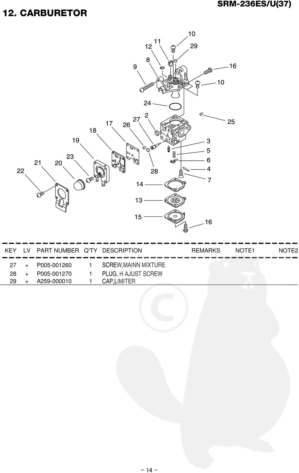 P005-001270 1 PLUG, H AJUST