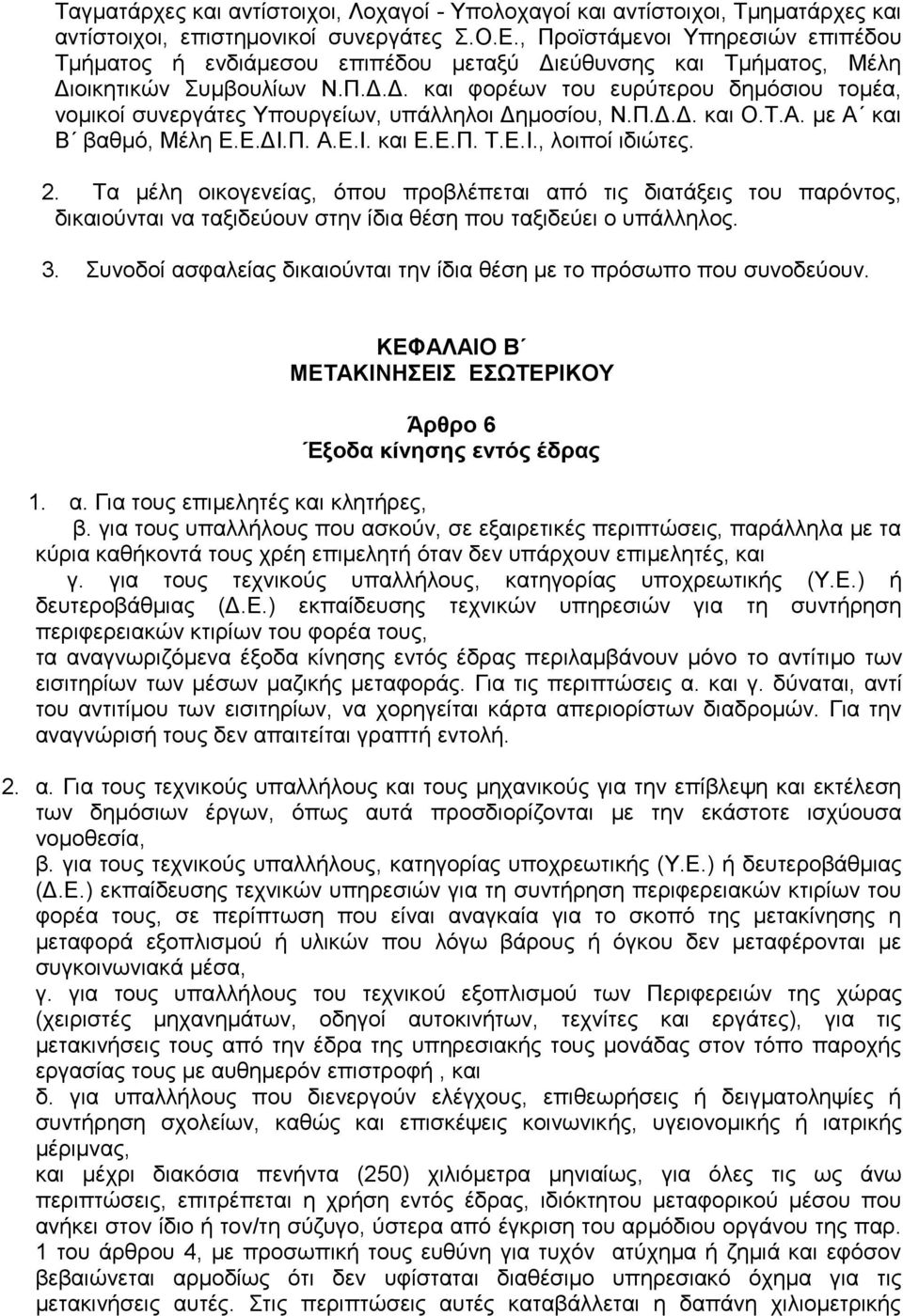 Π.Δ.Δ. και Ο.Τ.Α. με Α και Β βαθμό, Μέλη Ε.Ε.ΔΙ.Π. Α.Ε.Ι. και Ε.Ε.Π. Τ.Ε.Ι., λοιποί ιδιώτες. 2.