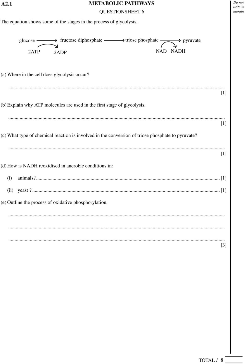 (b)explain why ATP molecules are used in the first stage of glycolysis.