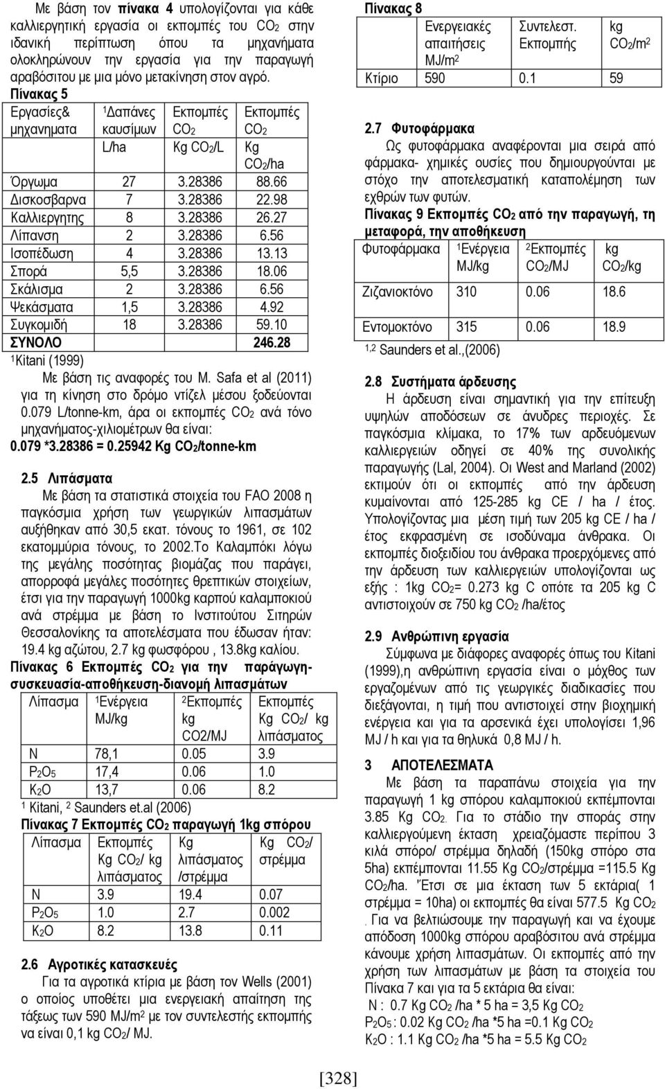 28386 6.56 Ισοπέδωση 4 3.28386 13.13 Σπορά 5,5 3.28386 18.06 Σκάλισμα 2 3.28386 6.56 Ψεκάσματα 1,5 3.28386 4.92 Συγκομιδή 18 3.28386 59.10 ΣΥΝΟΛΟ 246.28 1 Kitani (1999) Με βάση τις αναφορές του M.