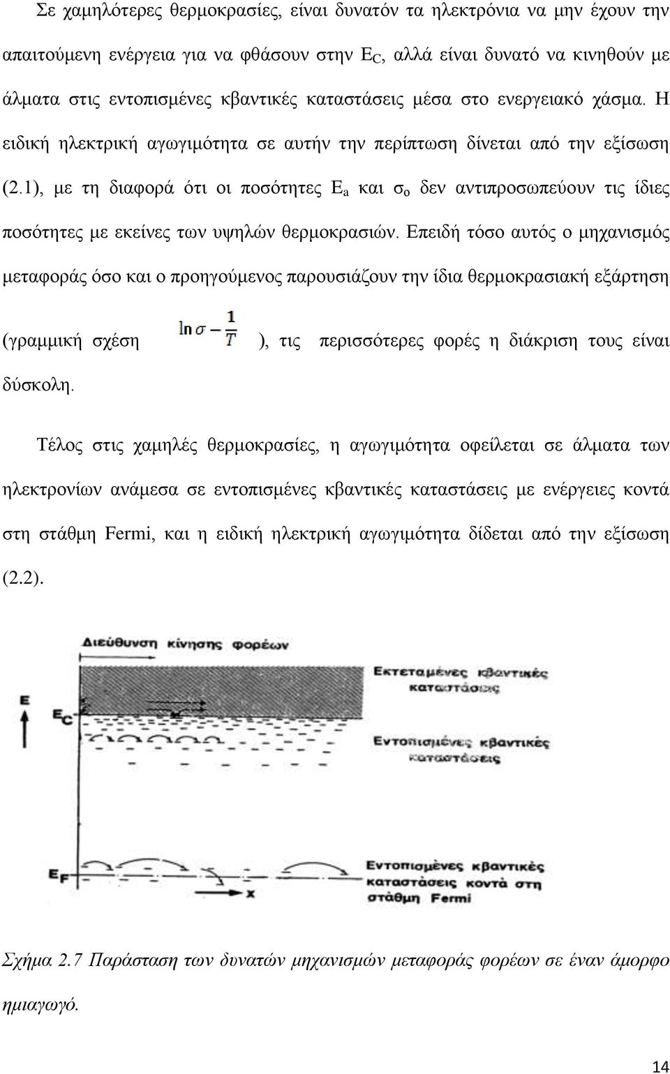 1), με τη διαφορά ότι οι ποσότητες E a και σ ο δεν αντιπροσωπεύουν τις ίδιες ποσότητες με εκείνες των υψηλών θερμοκρασιών.