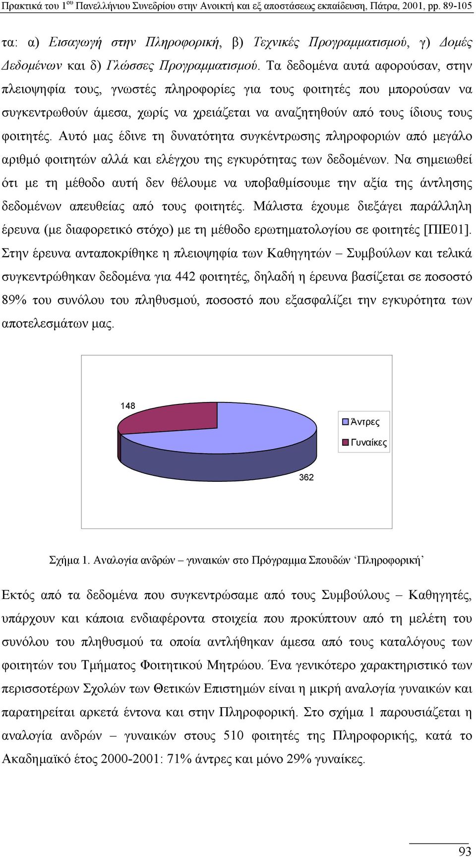 Αυτό µας έδινε τη δυνατότητα συγκέντρωσης πληροφοριών από µεγάλο αριθµό φοιτητών αλλά και ελέγχου της εγκυρότητας των δεδοµένων.