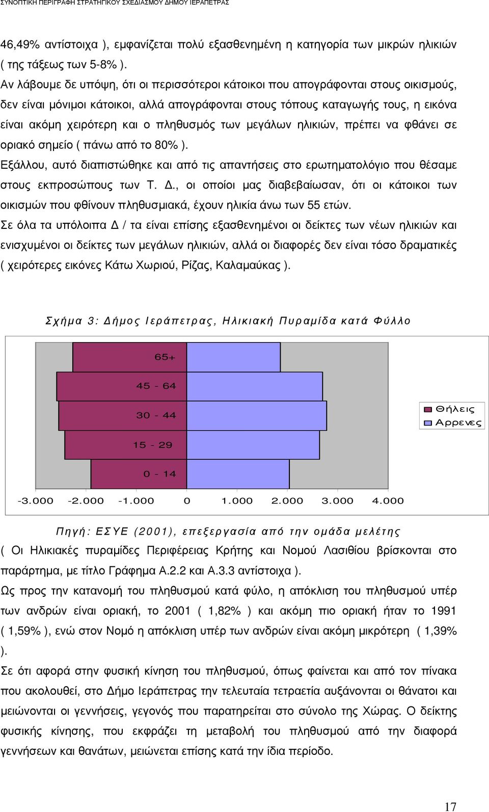 πληθυσµός των µεγάλων ηλικιών, πρέπει να φθάνει σε οριακό σηµείο ( πάνω από το 80% ). Εξάλλου, αυτό διαπιστώθηκε και από τις απαντήσεις στο ερωτηµατολόγιο που θέσαµε στους εκπροσώπους των Τ.