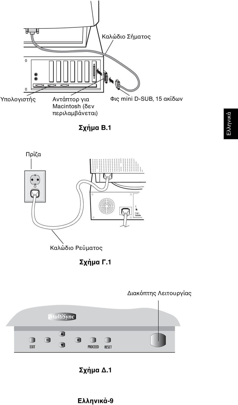 1 Φις mini D-SUB, 15 ακίδων Ελληνικά Πρίζα