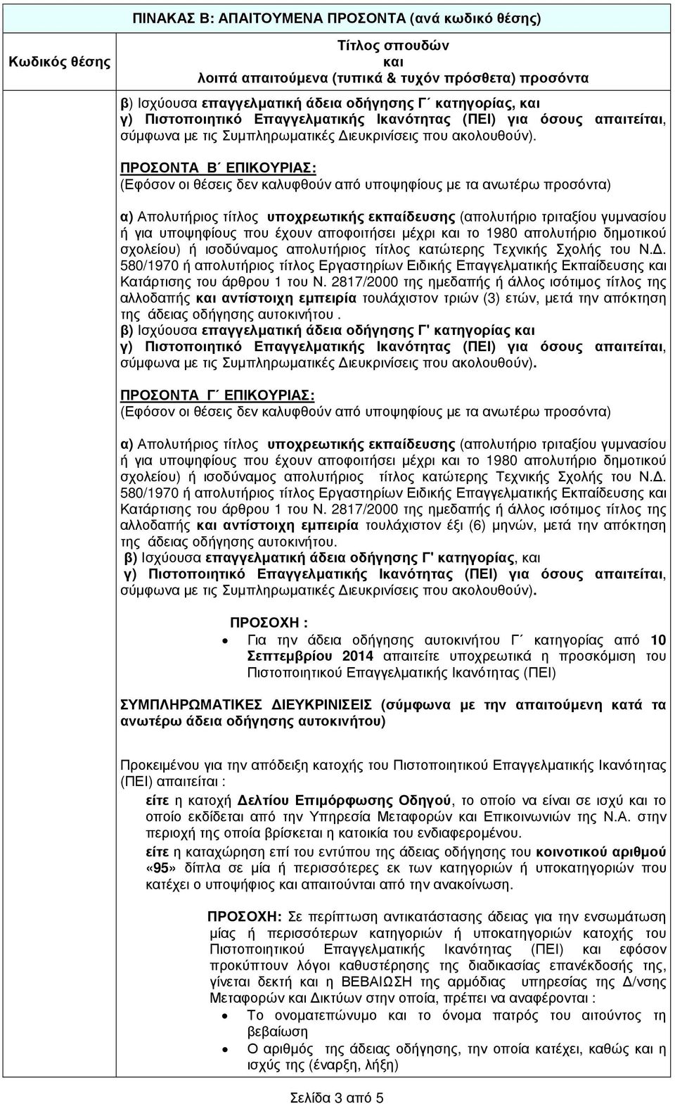 . 580/1970 ή απολυτήριος τίτλος Εργαστηρίων Ειδικής Επαγγελµατικής Εκπαίδευσης Κατάρτισης του άρθρου 1 του Ν.