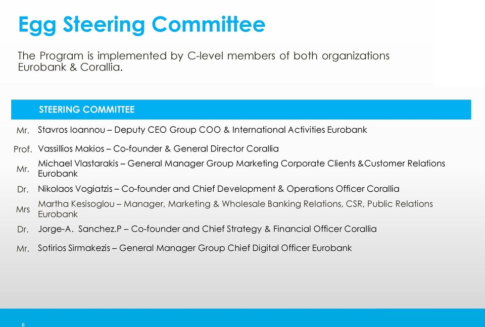 Michael Vlastarakis General Manager Group Marketing Corporate Clients &Customer Relations Eurobank Nikolaos Vogiatzis Co-founder and Chief Development & Operations Officer