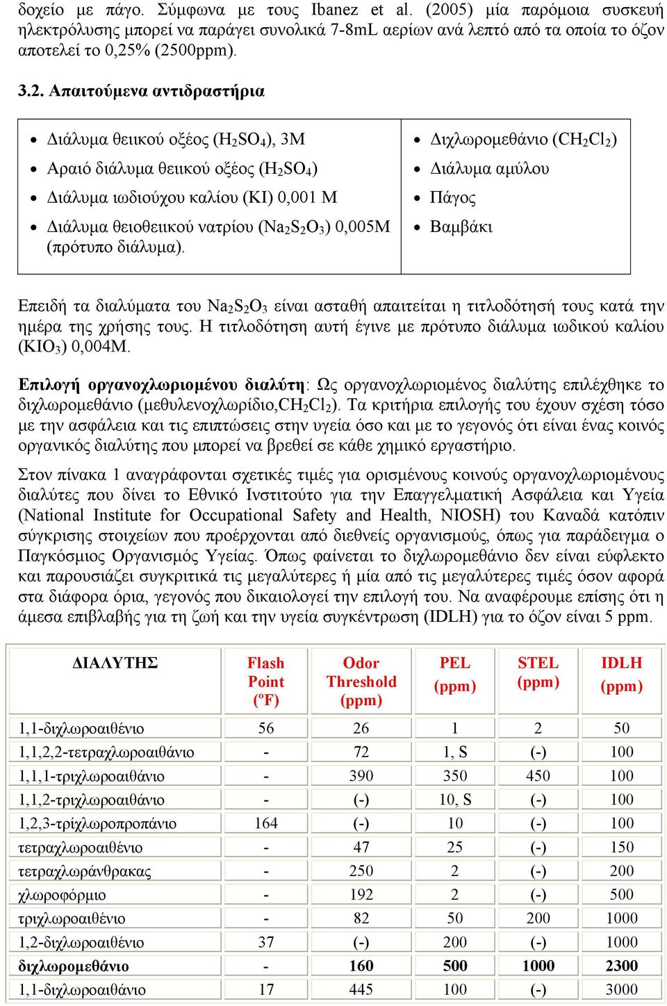 % (2500ppm). 3.2. Απαιτούµενα αντιδραστήρια ιάλυµα θειικού οξέος (H 2 SO 4 ), 3M Αραιό διάλυµα θειικού οξέος (H 2 SO 4 ) ιάλυµα ιωδιούχου καλίου (KI) 0,001 M ιάλυµα θειοθειικού νατρίου (Na 2 S 2 O 3