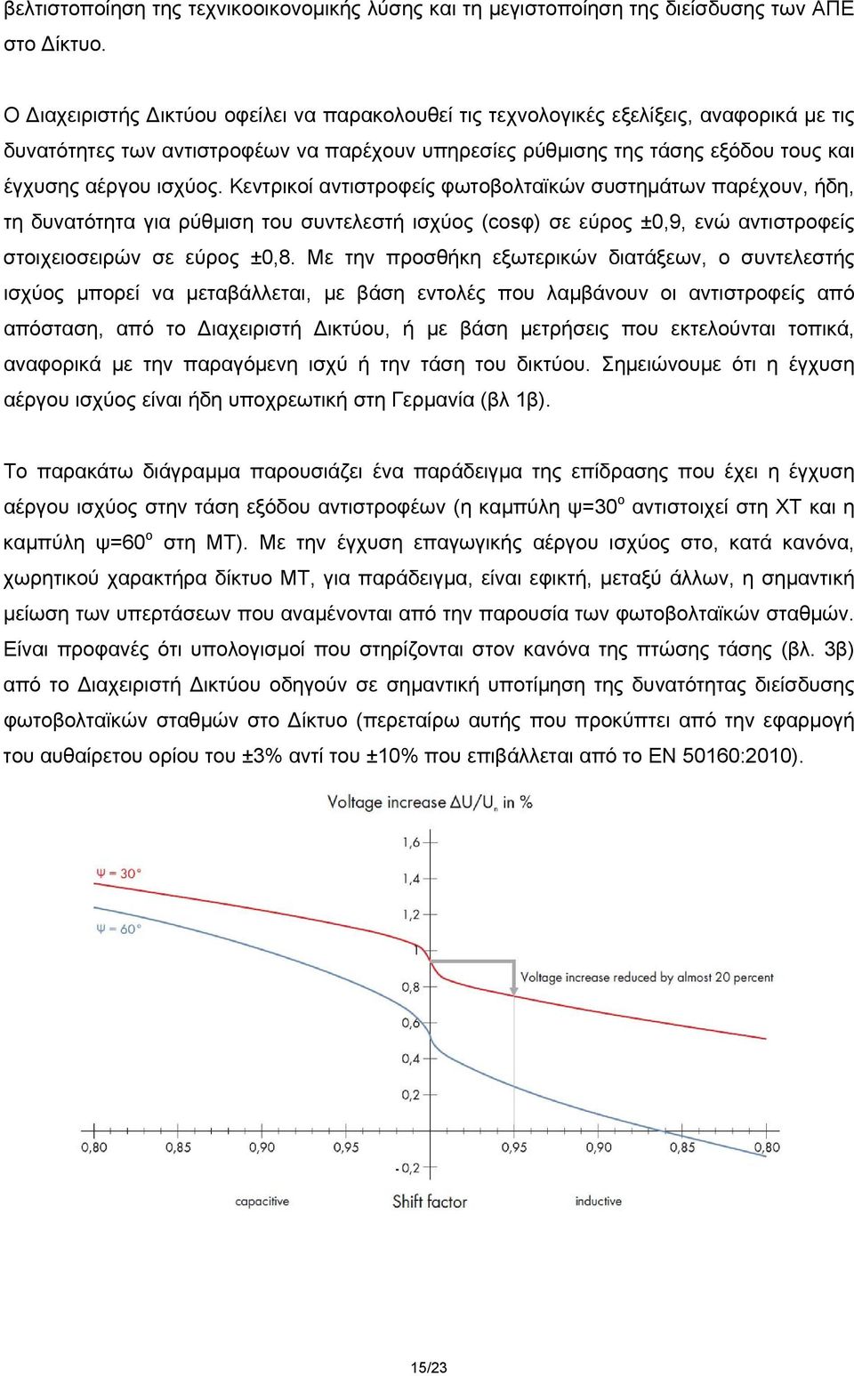 Κεντρικοί αντιστροφείς φωτοβολταϊκών συστημάτων παρέχουν, ήδη, τη δυνατότητα για ρύθμιση του συντελεστή ισχύος (cosφ) σε εύρος ±0,9, ενώ αντιστροφείς στοιχειοσειρών σε εύρος ±0,8.