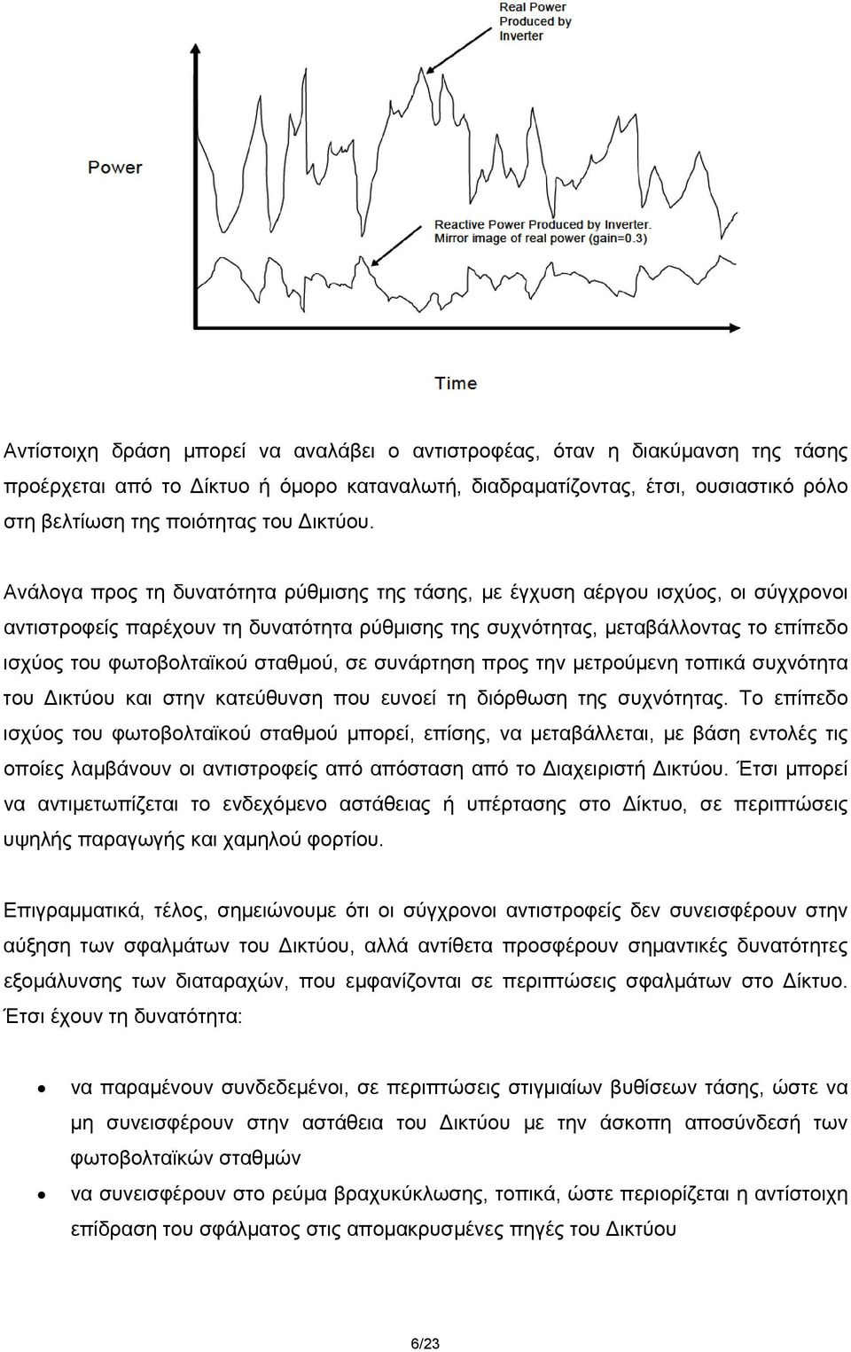 Ανάλογα προς τη δυνατότητα ρύθμισης της τάσης, με έγχυση αέργου ισχύος, οι σύγχρονοι αντιστροφείς παρέχουν τη δυνατότητα ρύθμισης της συχνότητας, μεταβάλλοντας το επίπεδο ισχύος του φωτοβολταϊκού