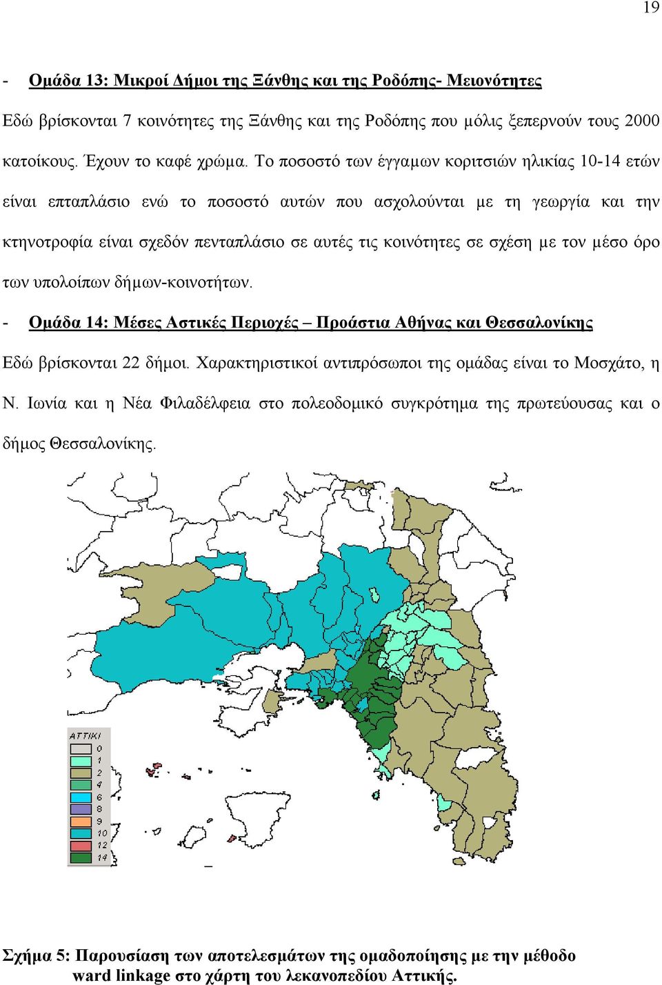 µε τον µέσο όρο των υπολοίπων δήµων-κοινοτήτων. - Οµάδα 14: Μέσες Αστικές Περιοχές Προάστια Αθήνας και Θεσσαλονίκης Εδώ βρίσκονται 22 δήµοι.