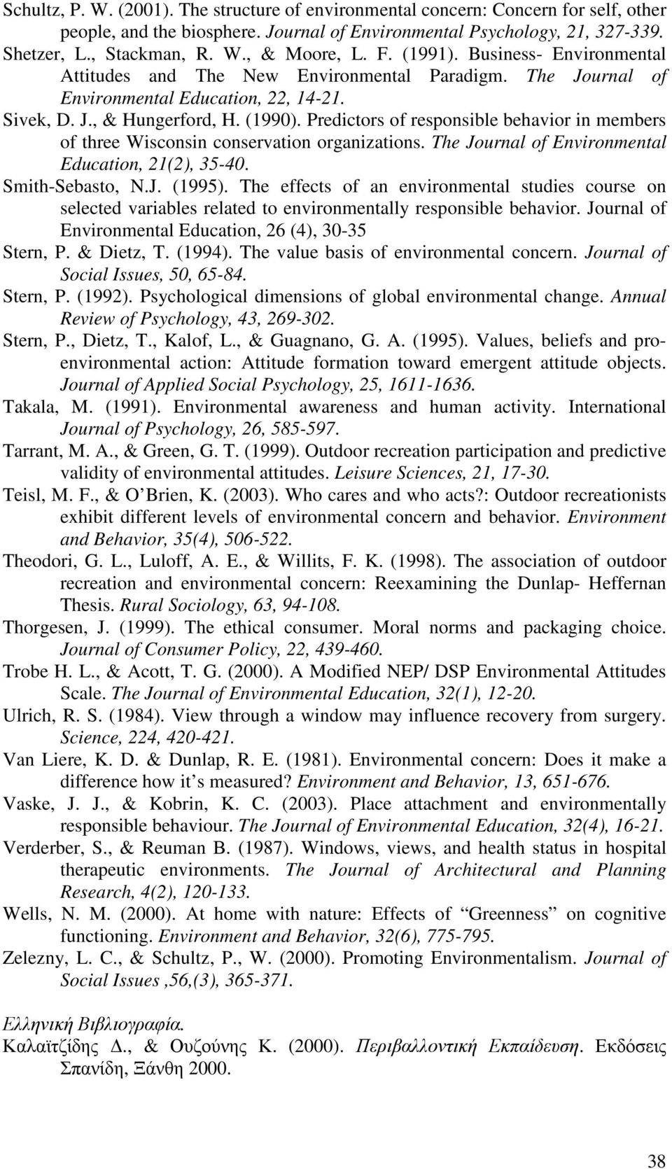 Predictors of responsible behavior in members of three Wisconsin conservation organizations. The Journal of Environmental Education, 21(2), 35-40. Smith-Sebasto, N.J. (1995).