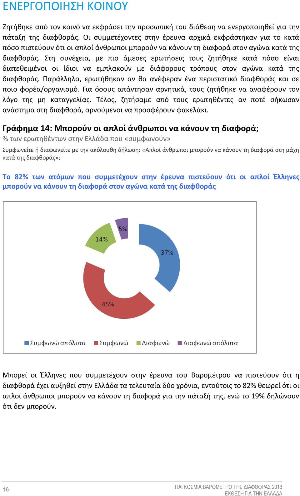 Στη συνέχεια, με πιο άμεσες ερωτήσεις τους ζητήθηκε κατά πόσο είναι διατεθειμένοι οι ίδιοι να εμπλακούν με διάφορους τρόπους στον αγώνα κατά της διαφθοράς.