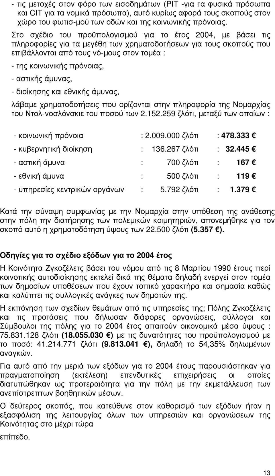 αστικής άμυνας, - διοίκησης και εθνικής άμυνας, λάβαμε χρηματοδοτήσεις που ορίζονται στην πληροφορία της Νομαρχίας του Ντολ-νοσλόνσκιε του ποσού των 2.152.