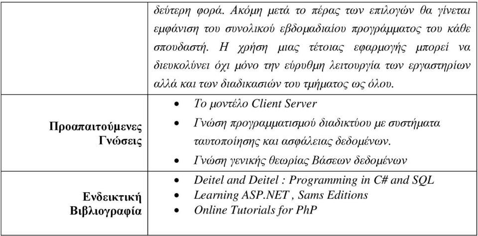 Η χρήση µιας τέτοιας εφαρµογής µπορεί να διευκολύνει όχι µόνο την εύρυθµη λειτουργία των εργαστηρίων αλλά και των διαδικασιών του τµήµατος ως