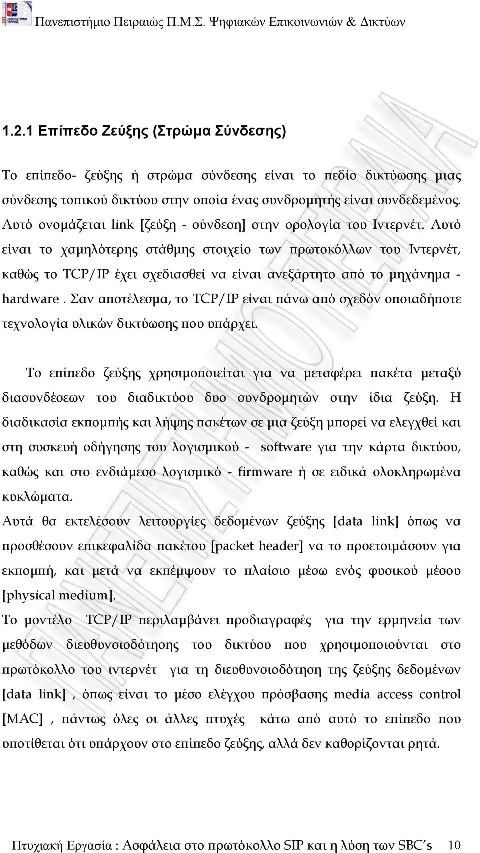 Αυτό είναι το χαμηλότερης στάθμης στοιχείο των πρωτοκόλλων του Ιντερνέτ, καθώς το ΤCP/IP έχει σχεδιασθεί να είναι ανεξάρτητο από το μηχάνημα - hardware.