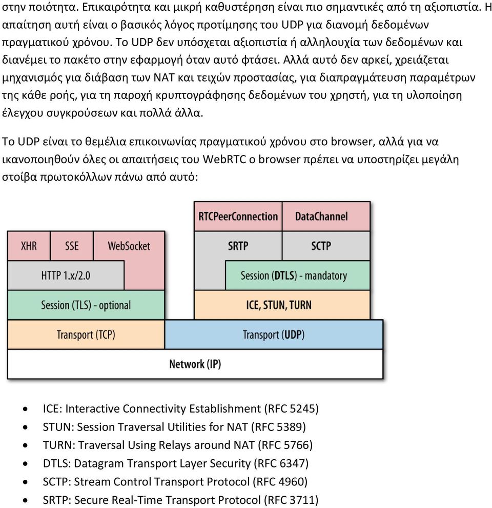 Αλλά αυτό δεν αρκεί, χρειάζεται μηχανισμός για διάβαση των NAT και τειχών προστασίας, για διαπραγμάτευση παραμέτρων της κάθε ροής, για τη παροχή κρυπτογράφησης δεδομένων του χρηστή, για τη υλοποίηση