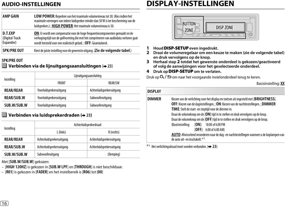 ON: Er wordt een compensatie voor de hoge frequentiecomponenten gemaakt en de verhogingstijd van de golfvorming die met het comprimeren van audiodata verloren gaat wordt hersteld voor een realistisch