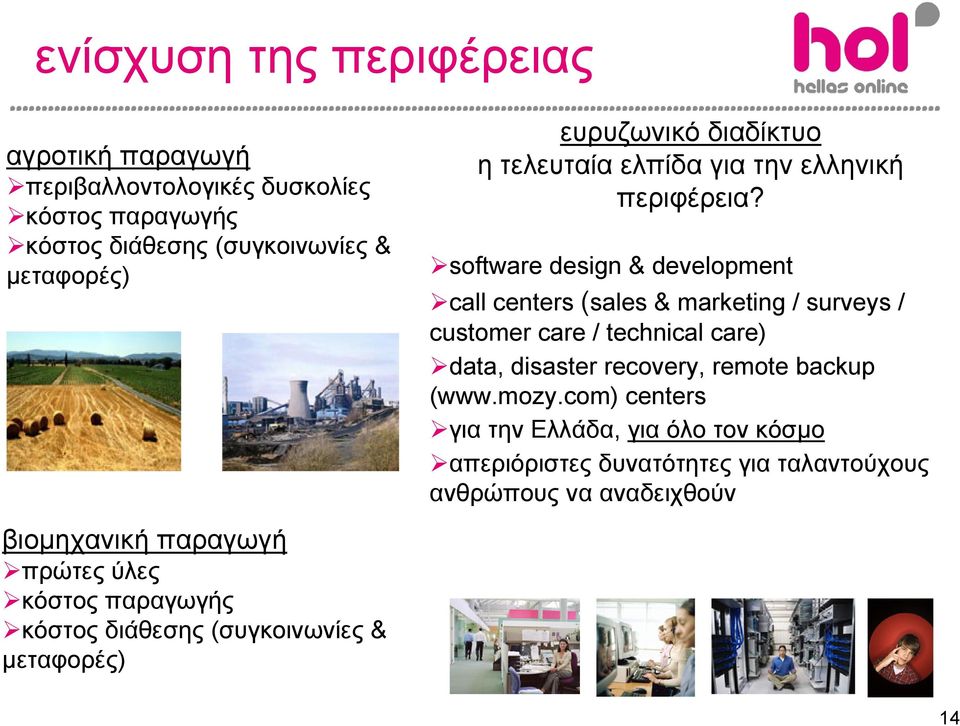 software design & development call centers (sales & marketing / surveys / customer care / technical care) data, disaster recovery, remote