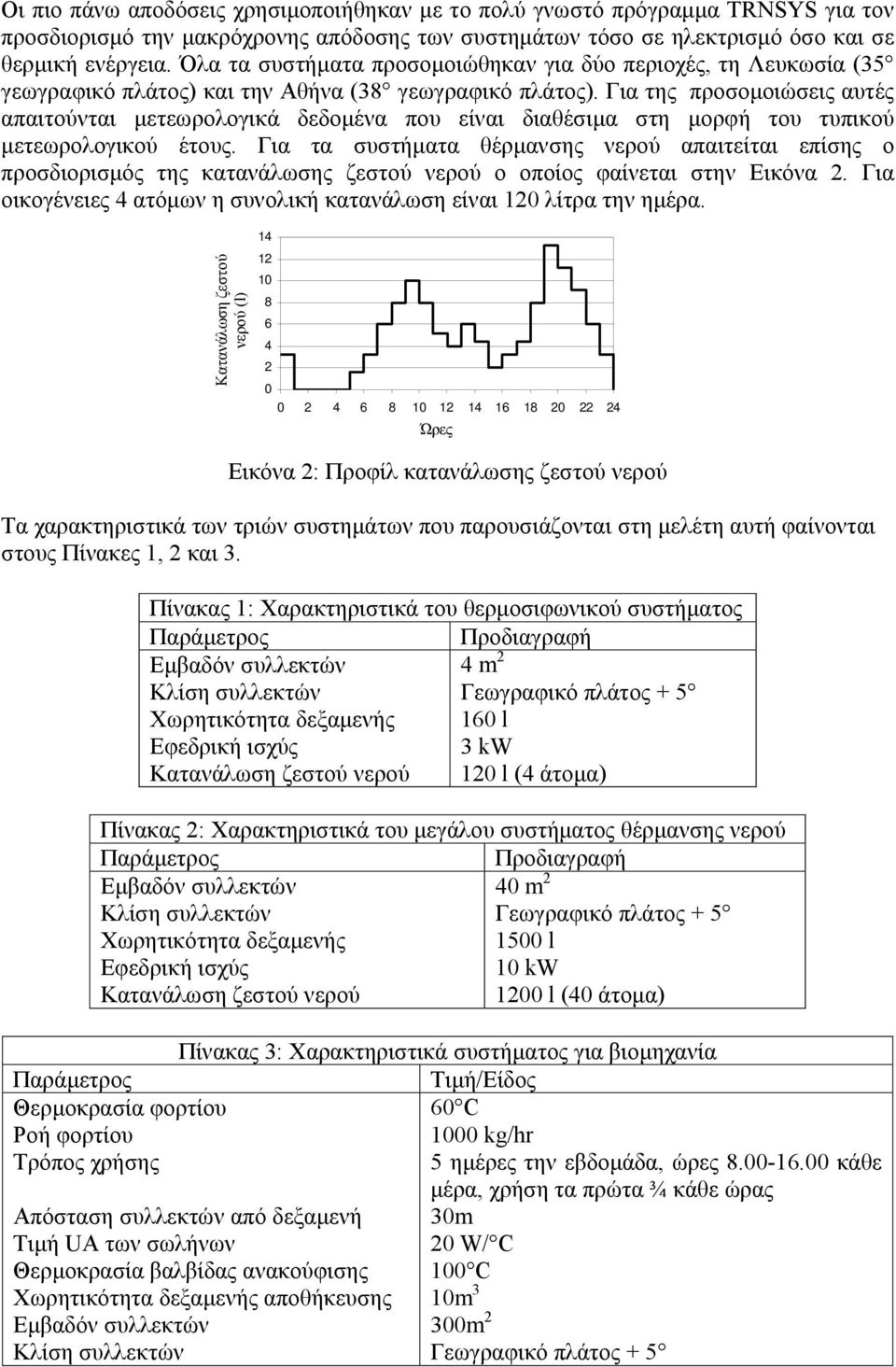 Για της προσοµοιώσεις αυτές απαιτούνται µετεωρολογικά δεδοµένα που είναι διαθέσιµα στη µορφή του τυπικού µετεωρολογικού έτους.