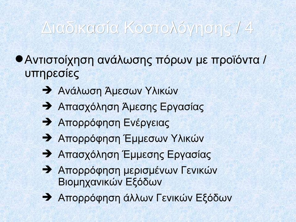 Ενέργειας Απορρόφηση Έμμεσων Υλικών Απασχόληση Έμμεσης Εργασίας