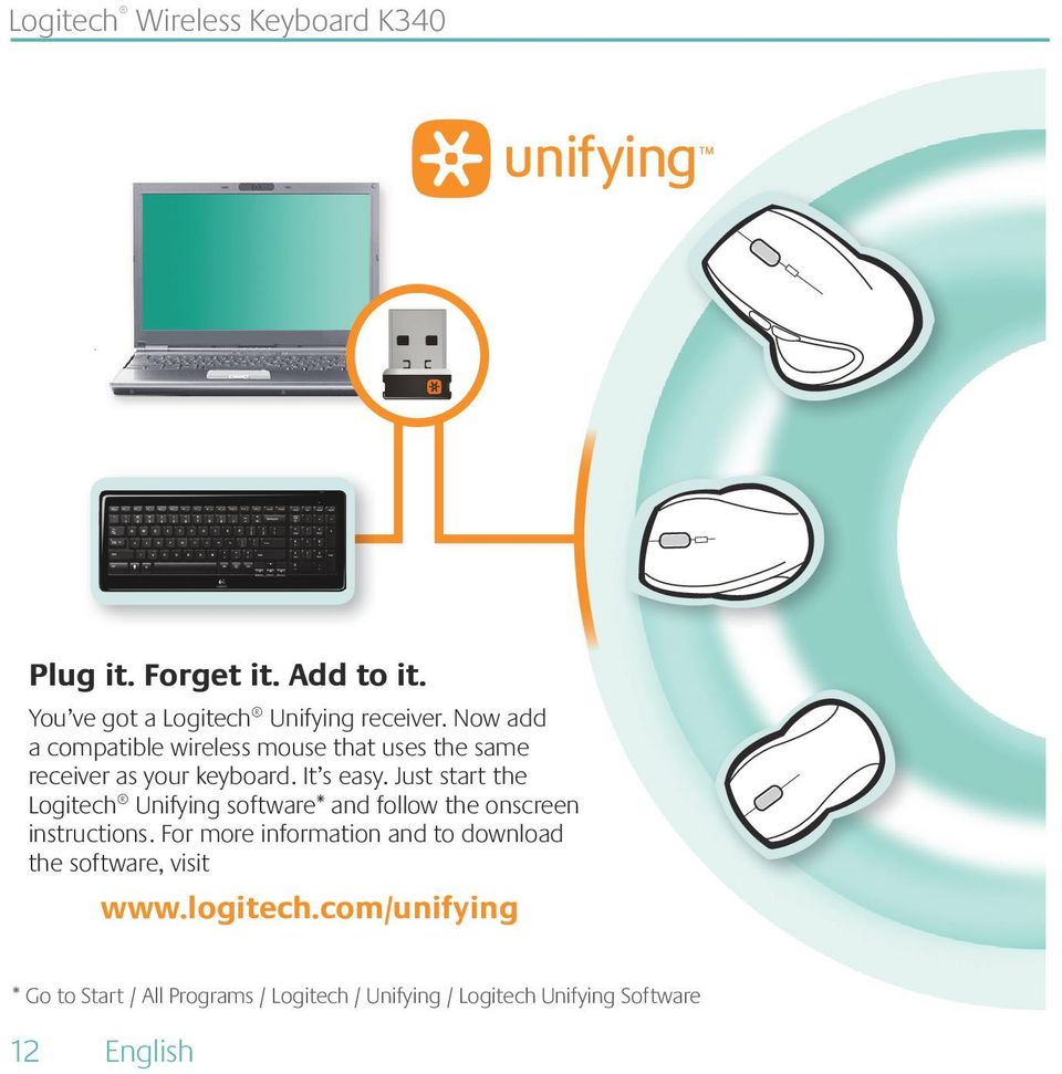 Just start the Logitech Unifying software* and follow the onscreen instructions.