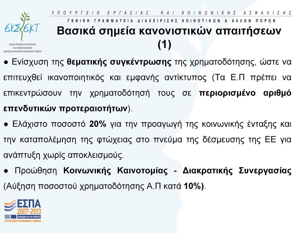 Διάρηζην πνζνζηό 20% γηα ηελ πξναγσγή ηεο θνηλσληθήο έληαμεο θαη ηελ θαηαπνιέκεζε ηεο θηώρεηαο ζην πλεύκα ηεο δέζκεπζεο ηεο ΔΔ γηα