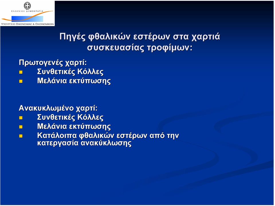 Ανακυκλωµένο χαρτί: Συνθετικές Κόλλες Μελάνια εκτύπωσης