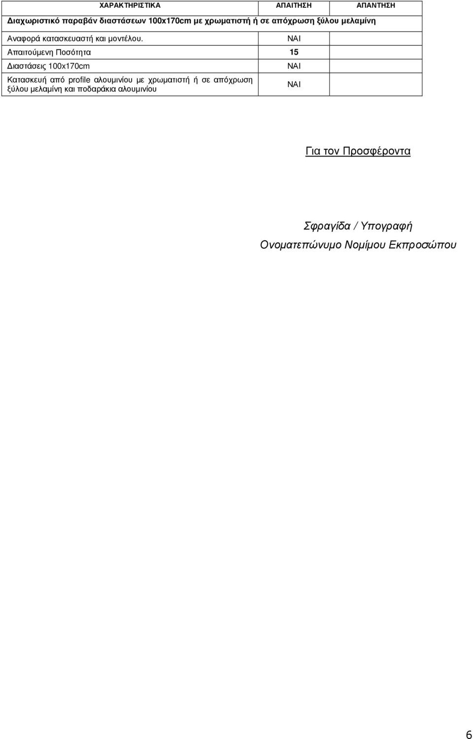 Κατασκευή από profile αλουµινίου µε χρωµατιστή ή σε απόχρωση ξύλου µελαµίνη και