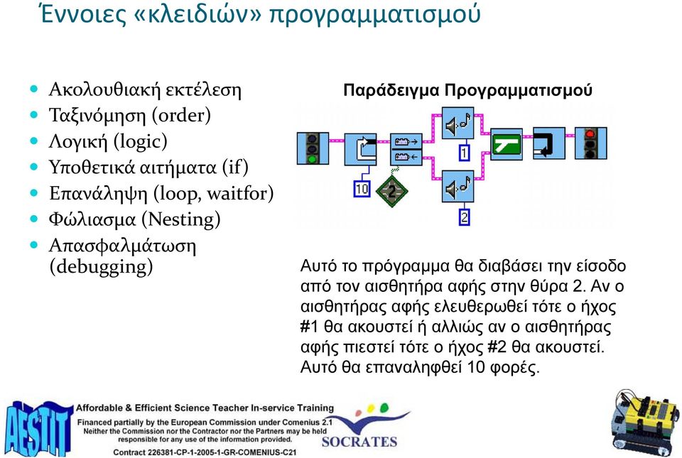 πρόγραμμα θα διαβάσει την είσοδο από τον αισθητήρα αφής στην θύρα 2.