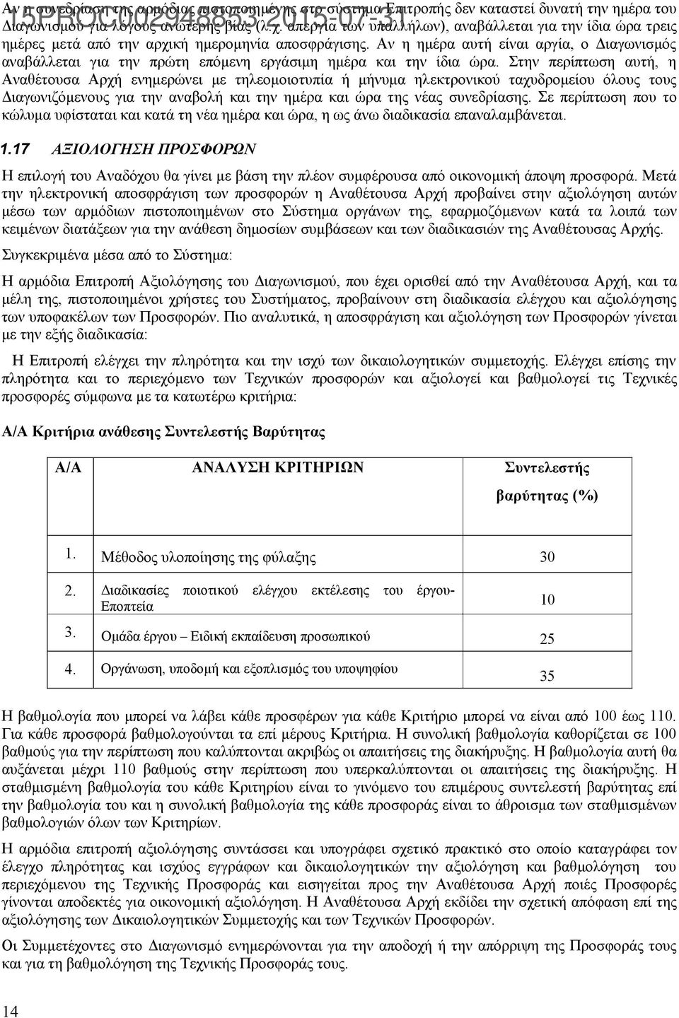 Αν η ημέρα αυτή είναι αργία, ο Διαγωνισμός αναβάλλεται για την πρώτη επόμενη εργάσιμη ημέρα και την ίδια ώρα.