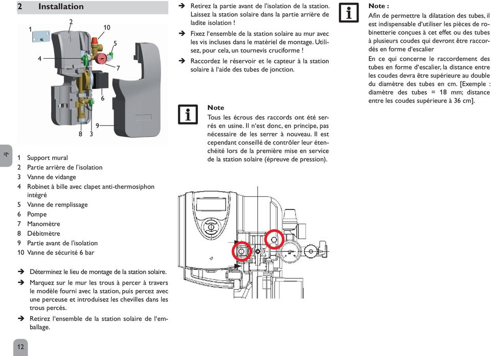 Laissez la station solaire dans la partie arrière de ladite isolation! Fixez l ensemble de la station solaire au mur avec les vis incluses dans le matériel de montage.